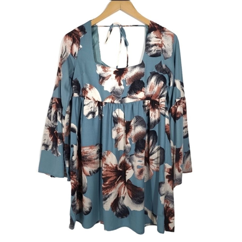 Altar'd State Blue and Pink Flora  Mini Dress